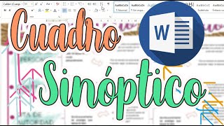 Cuadro Sinóptico en Word  Apuntes bonitos  Cynthi [upl. by Sherrer811]