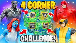 The 4 CORNER MYTHIC BOSS Challenge in Fortnite Black Panther Daredevil Mystique Wolverine [upl. by Jenette863]