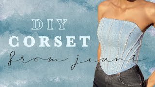 DIY Sewing Tutorial Jeans To Corset Upcycle 2  Inspired By Myah [upl. by Nylsej402]