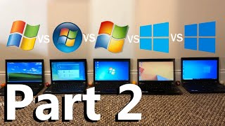 Windows XP vs Vista vs 7 vs 81 vs 10  Speed Test PART 2 [upl. by Ybrik]