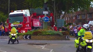 70m 145 tonne lorry meets small Surrey roundabout [upl. by Akahc560]