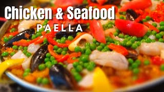 CHICKEN AND SEAFOOD PAELLA RECIPE [upl. by Bevon387]