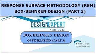 Box Behnken Design RSM in Design Expert Software Part 3 [upl. by Chucho438]