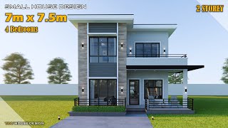 Small House Design  7m x 75m 2 Storey  4 Bedrooms [upl. by Atinihc]