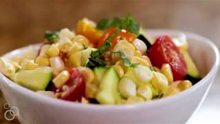 Fresh Corn Zucchini and Tomato Salad Recipe [upl. by Eissed]