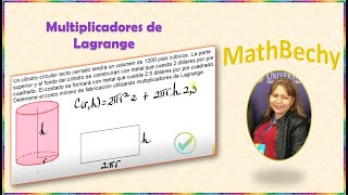 MULTIPLICADORES DE LAGRANGE 💲Costo mínimo del cilindro [upl. by Ontina929]