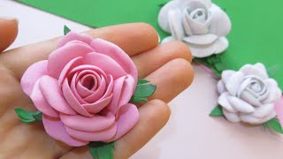 Easiest way to make a foamiran roseFoam Rose TutorialEasy Rose DIYDIY Foam Flower [upl. by Esiuqcaj]