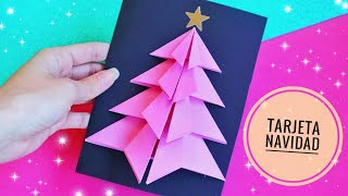 TARJETA NAVIDEÑA Árbol o pino de Navidad 🎄 Manualidades navideñas [upl. by Ankeny]