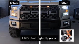 2016 Ford F150 LED HeadLight Bulb Conversion Before amp After [upl. by Hilario]