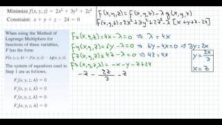 MULTIPLICADORES DE LAGRANGE Minimizar fxyz2x²3y²2z²  Sujeto a Constraint xyz240 [upl. by Adnulahs922]