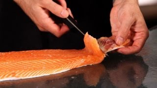 How to Remove the Skin from Salmon  Fish Filleting [upl. by Ary]