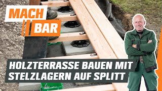 Holzterrasse bauen im Splittbett auf Stelzlagern  OBI [upl. by Ednew]