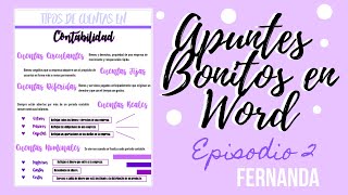 Apuntes Bonitos en Word Episodio 2 Fernanda 🌺💜 [upl. by Wendalyn]