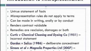 Misrepresentation Lecture 1 of 4 [upl. by Ime]