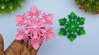 Learn How To Make Easy Foamiran Christmas Snowflakes  DIY Christmas Tree Ornaments  Xmas Crafts [upl. by Emilia]