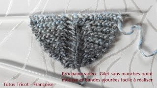 Tuto tricot  Comment tricoter un châle facile au point mousse et jetés au centre  Châle C2C [upl. by Licec]