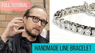 Line Bracelet Tennis Bracelet Goldsmith Tutorial  At The Bench [upl. by Heathcote636]