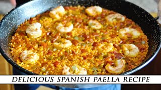 Simple SPANISH PAELLA with Shrimp amp Bell Peppers [upl. by Drhcir]