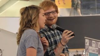 Ed Sheeran Surprises 13YearOld Fan by Joining Her Mall Performance [upl. by Yenattirb221]