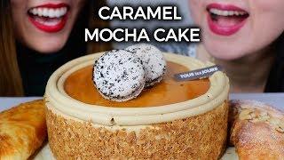 ASMR CARAMEL MOCHA CAKE MACARONS amp PASTRIES 카라멜 모카 케이크 리얼사운드 먹방 ケーキ केक  KimampLiz ASMR [upl. by Euh]