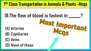 Transportation in Animals and Plants Class 7 MCQ Questions With Answers CBSE [upl. by Roxi]